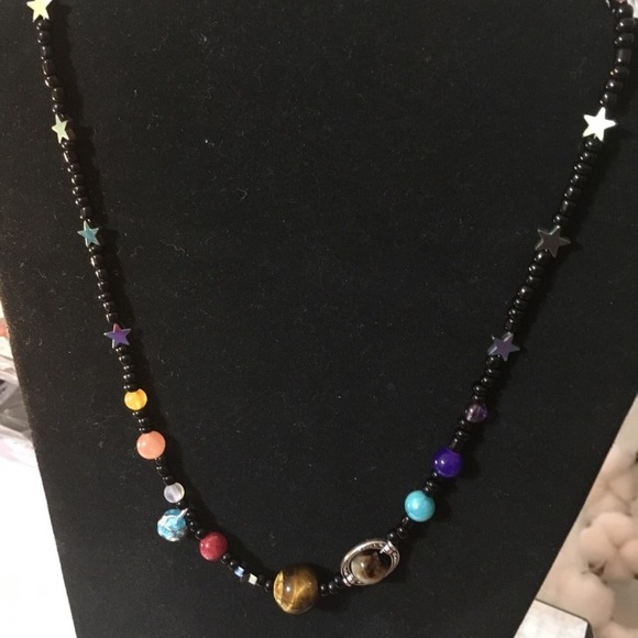 Solar System handmade beaded planet necklace - Picture 3 of 6